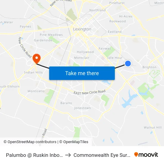 Palumbo @ Ruskin Inbound to Commonwealth Eye Surgery map