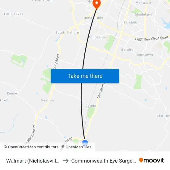 Walmart (Nicholasville) to Commonwealth Eye Surgery map