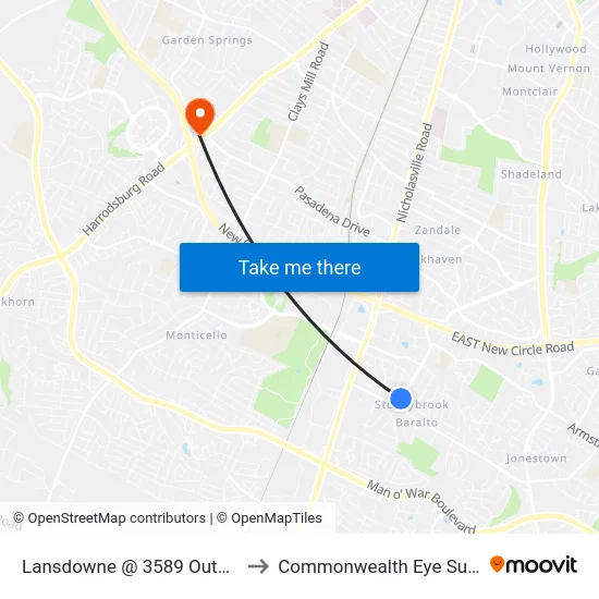 Lansdowne @ 3589 Outbound to Commonwealth Eye Surgery map