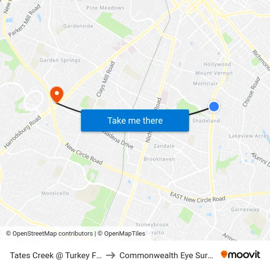 Tates Creek @ Turkey Foot to Commonwealth Eye Surgery map