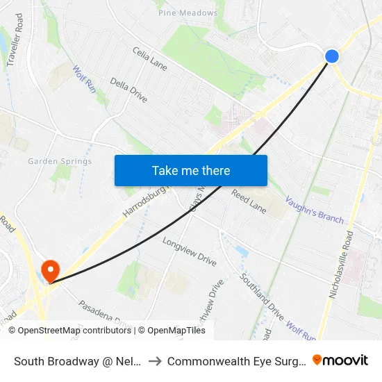South Broadway @ Nelms to Commonwealth Eye Surgery map
