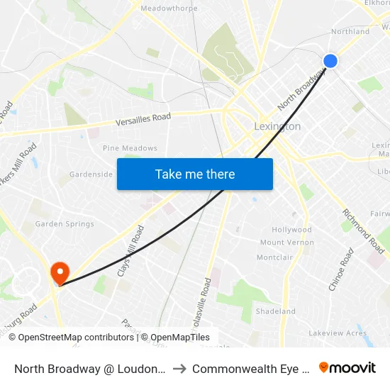 North Broadway @ Loudon Inbound to Commonwealth Eye Surgery map