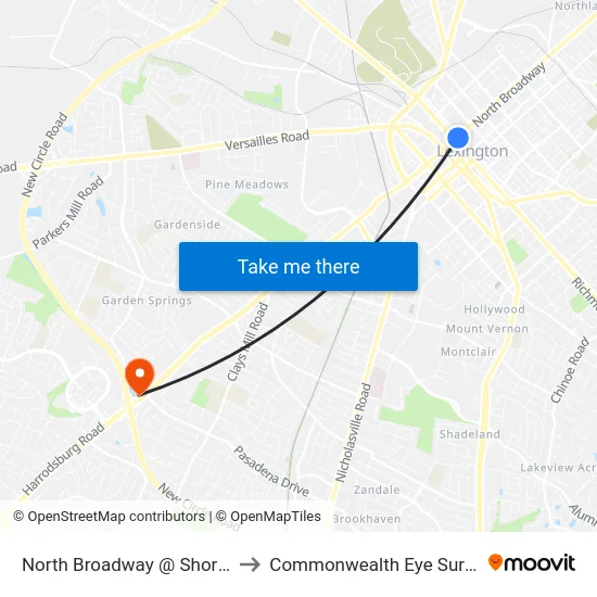 North Broadway @ Short Ob to Commonwealth Eye Surgery map