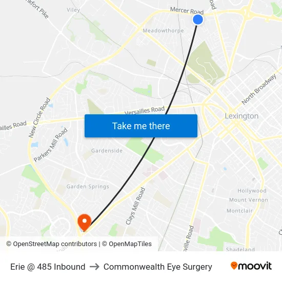 Erie @ 485 Inbound to Commonwealth Eye Surgery map