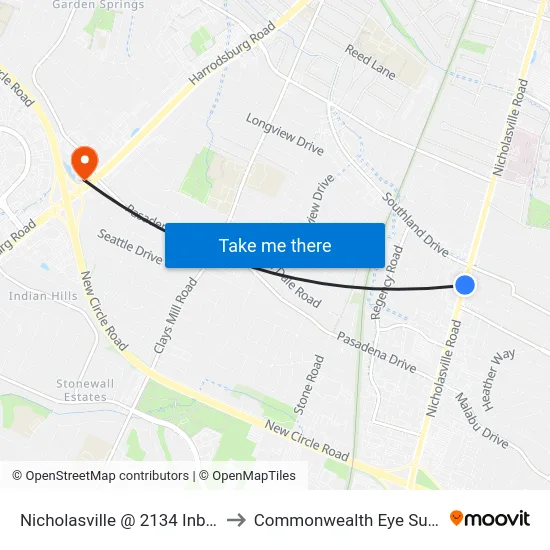 Nicholasville @ 2134 Inbound to Commonwealth Eye Surgery map
