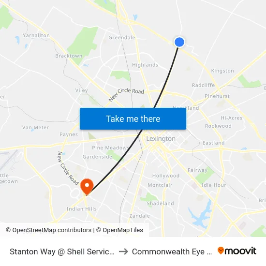 Stanton Way @ Shell Service Station to Commonwealth Eye Surgery map