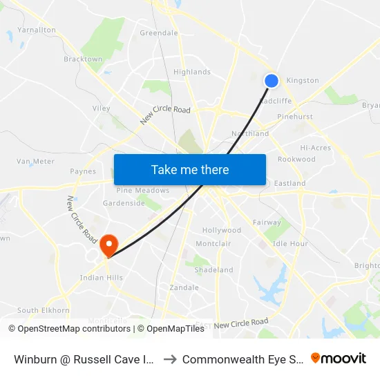 Winburn @ Russell Cave Inbound to Commonwealth Eye Surgery map