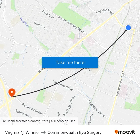 Virginia @ Winnie to Commonwealth Eye Surgery map