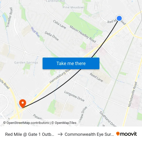 Red Mile @ Gate 1 Outbound to Commonwealth Eye Surgery map