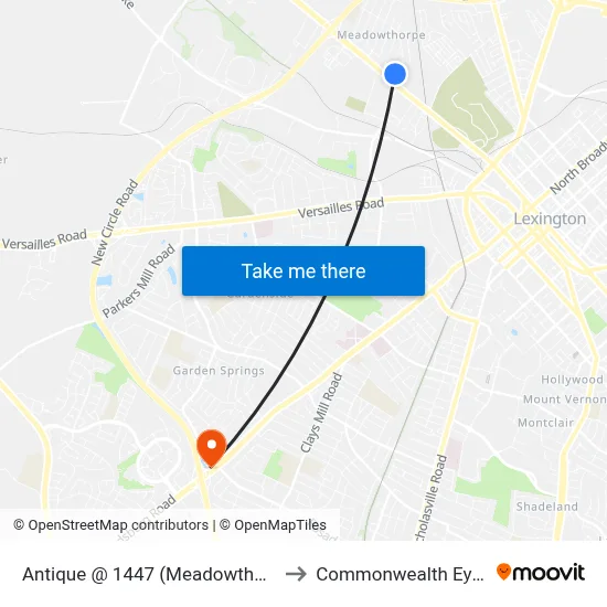 Antique @ 1447 (Meadowthorpe Landing) to Commonwealth Eye Surgery map