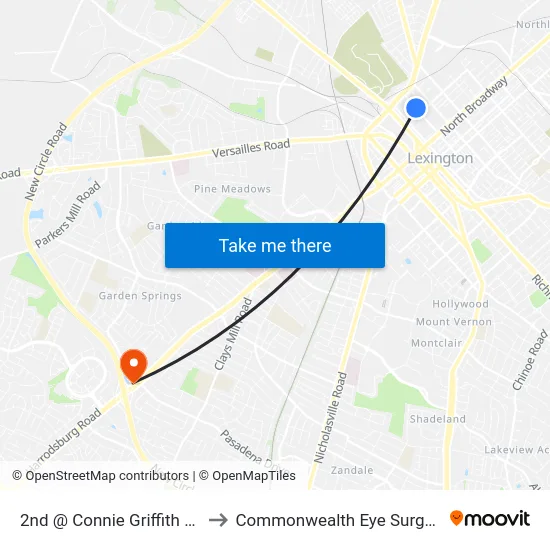 2nd @ Connie Griffith Ob to Commonwealth Eye Surgery map