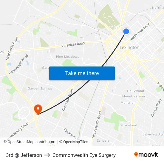 3rd @ Jefferson to Commonwealth Eye Surgery map