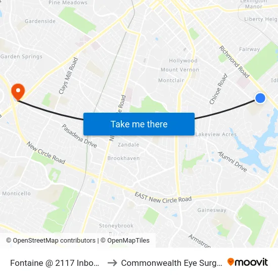 Fontaine @ 2117 Inbound to Commonwealth Eye Surgery map