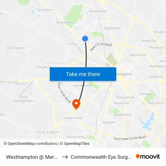 Westhampton @ Mercer to Commonwealth Eye Surgery map