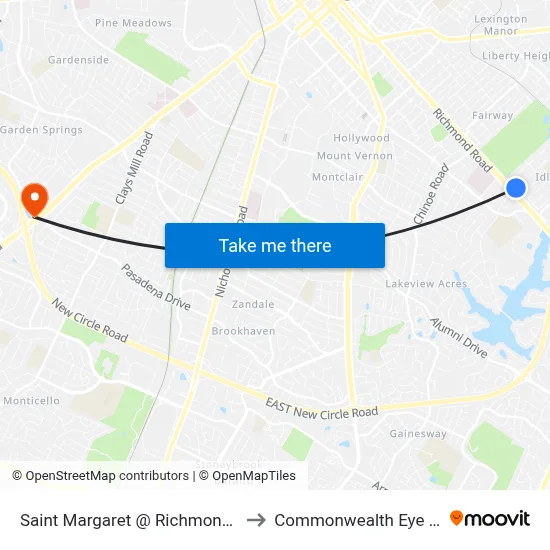 Saint Margaret @ Richmond Inbound to Commonwealth Eye Surgery map