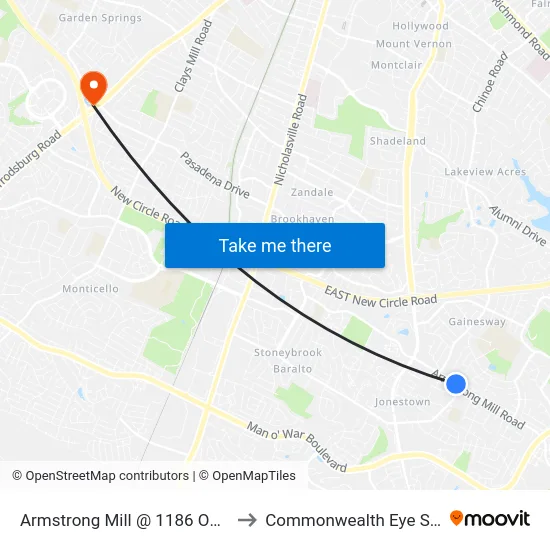 Armstrong Mill @ 1186 Outbound to Commonwealth Eye Surgery map