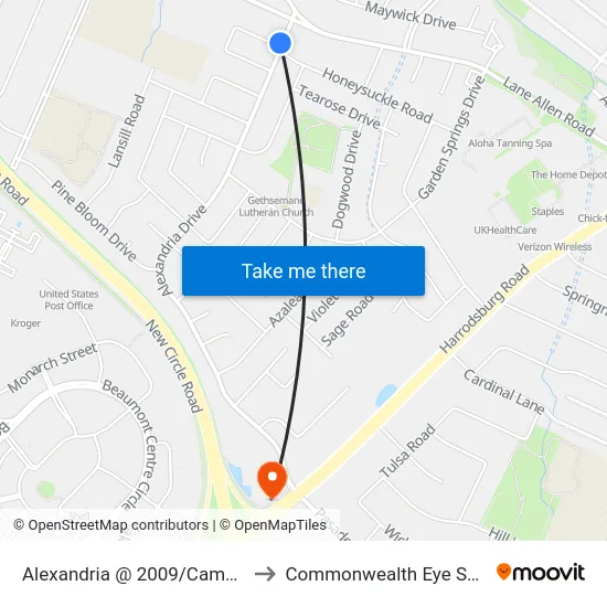 Alexandria @ 2009/Camelia Dr. to Commonwealth Eye Surgery map