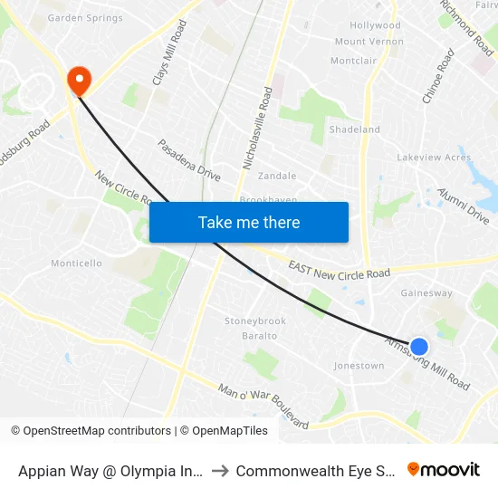 Appian Way @ Olympia Inbound to Commonwealth Eye Surgery map