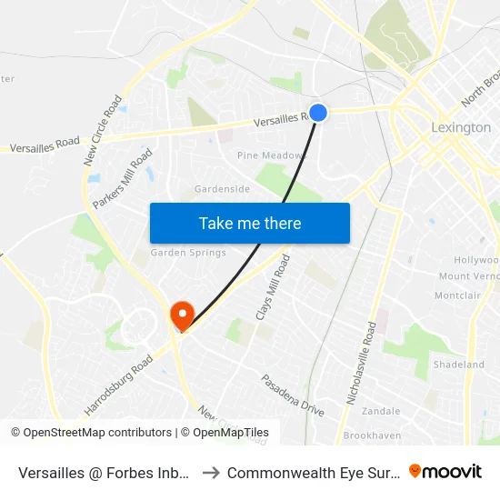 Versailles @ Forbes Inbound to Commonwealth Eye Surgery map