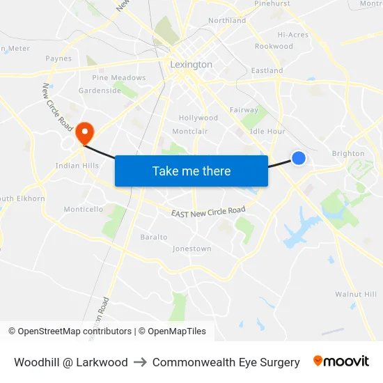 Woodhill @ Larkwood to Commonwealth Eye Surgery map