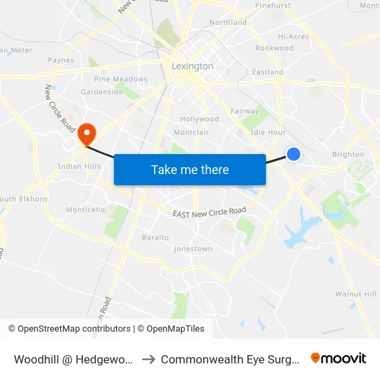 Woodhill @ Hedgewood to Commonwealth Eye Surgery map