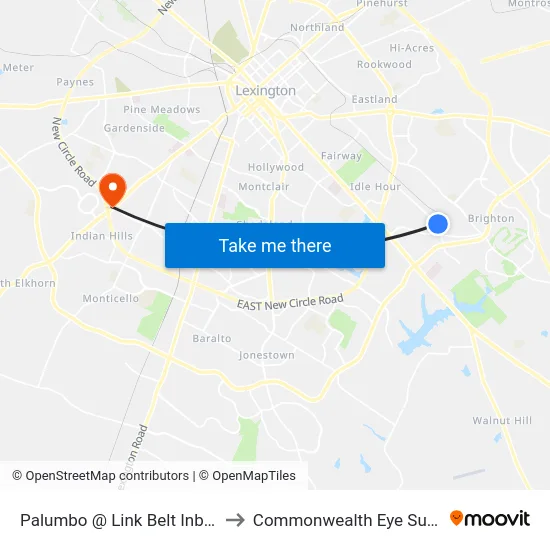Palumbo @ Link Belt Inbound to Commonwealth Eye Surgery map