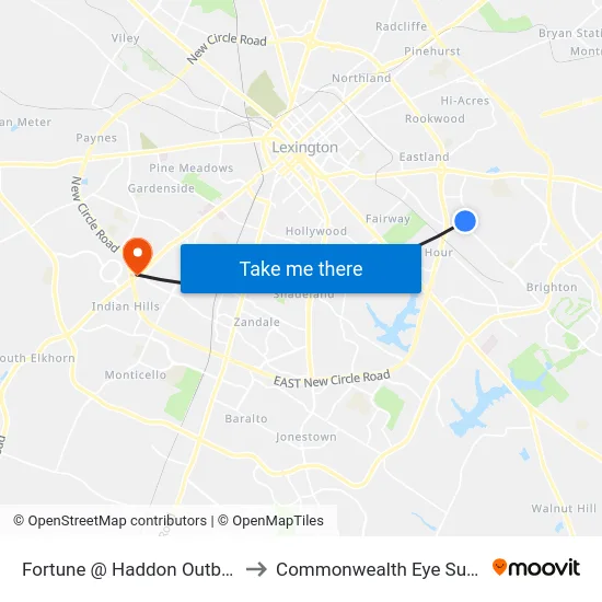 Fortune @ Haddon Outbound to Commonwealth Eye Surgery map