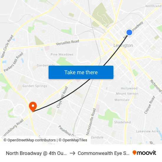 North Broadway @ 4th Outbound to Commonwealth Eye Surgery map