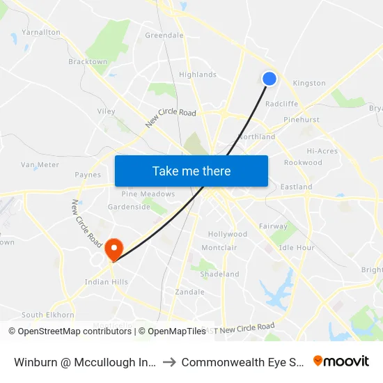 Winburn @ Mccullough Inbound to Commonwealth Eye Surgery map