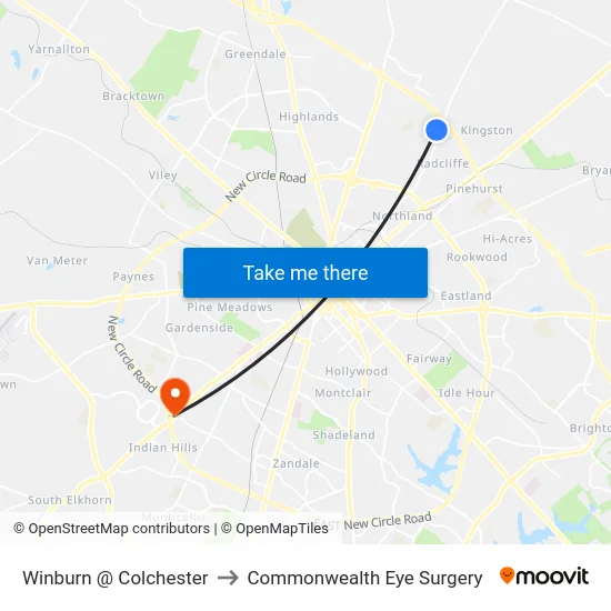 Winburn @ Colchester to Commonwealth Eye Surgery map