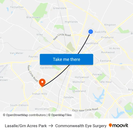 Lasalle/Grn Acres Park to Commonwealth Eye Surgery map