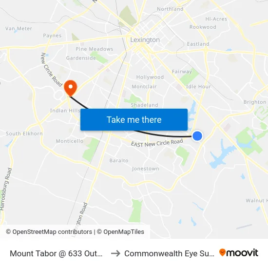 Mount Tabor @ 633 Outbound to Commonwealth Eye Surgery map