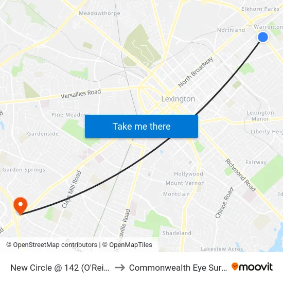 New Circle @ 142 (O'Reilly'S) to Commonwealth Eye Surgery map
