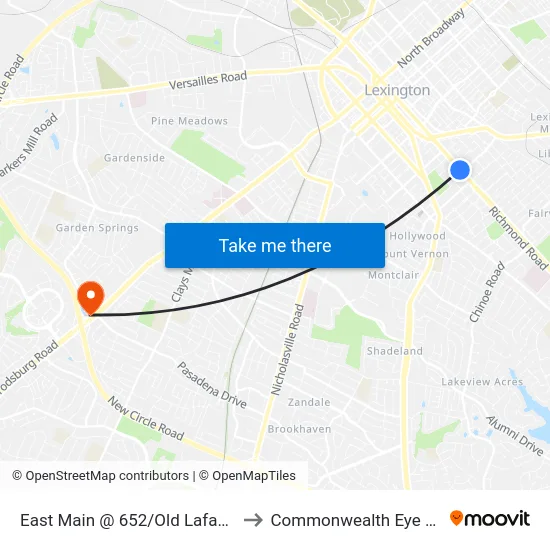 East Main @ 652/Old Lafayette Ave to Commonwealth Eye Surgery map