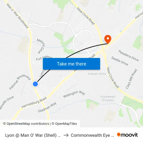 Lyon @ Man O' War (Shell) Night Ser to Commonwealth Eye Surgery map