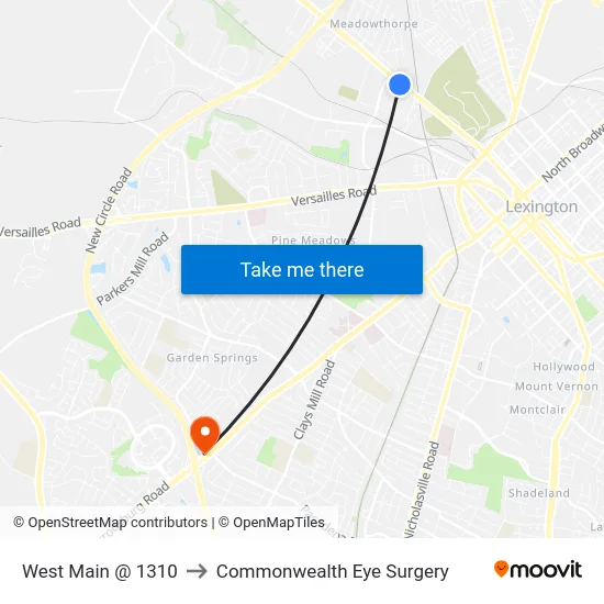 West Main @ 1310 to Commonwealth Eye Surgery map