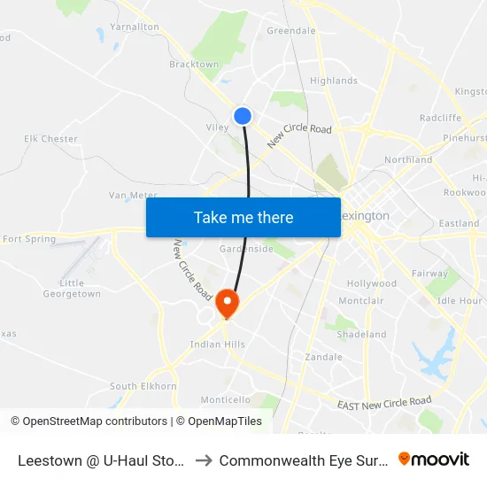 Leestown @ U-Haul Storage to Commonwealth Eye Surgery map