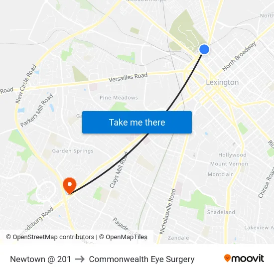 Newtown @ 201 to Commonwealth Eye Surgery map