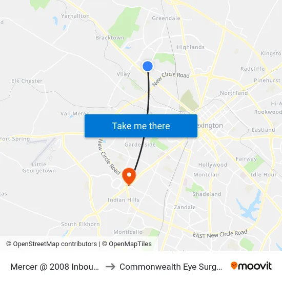 Mercer @ 2008 Inbound to Commonwealth Eye Surgery map