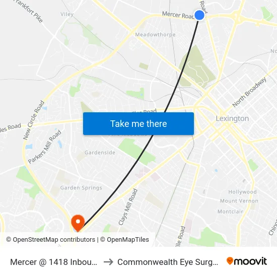 Mercer @ 1418 Inbound to Commonwealth Eye Surgery map