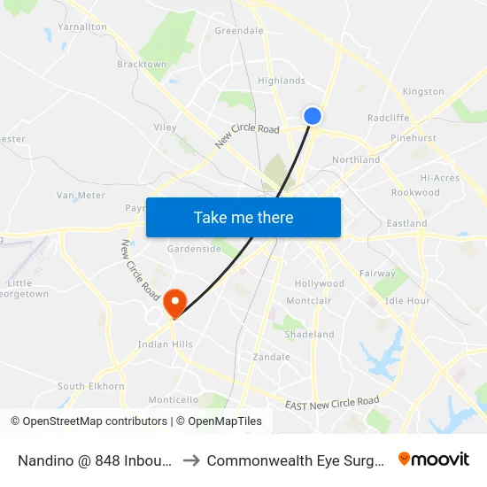 Nandino @ 848 Inbound to Commonwealth Eye Surgery map