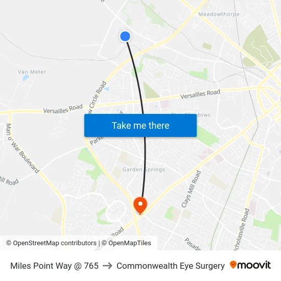 Miles Point Way @ 765 to Commonwealth Eye Surgery map