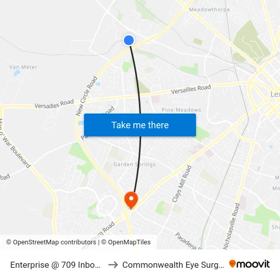 Enterprise @ 709 Inbound to Commonwealth Eye Surgery map