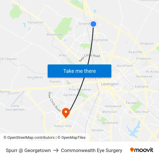 Spurr @ Georgetown to Commonwealth Eye Surgery map