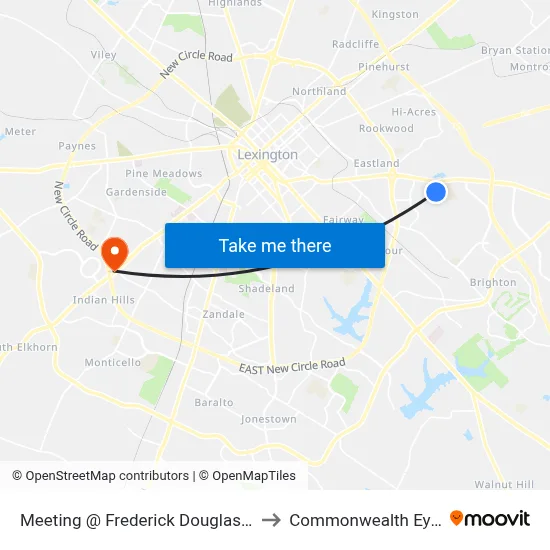 Meeting @ Frederick Douglass High School to Commonwealth Eye Surgery map