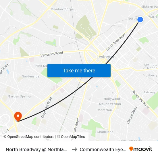 North Broadway @ Northland Inbound to Commonwealth Eye Surgery map