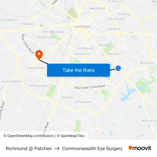 Richmond @ Patchen to Commonwealth Eye Surgery map