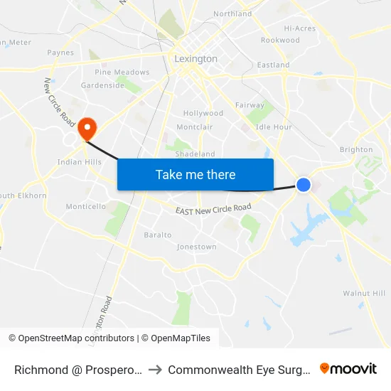 Richmond @ Prosperous to Commonwealth Eye Surgery map