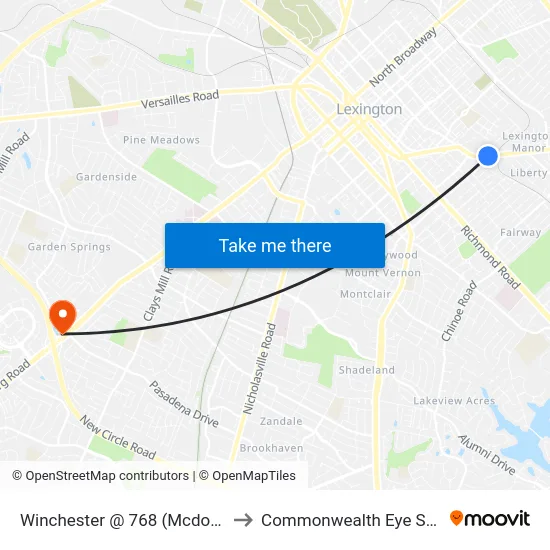 Winchester @ 768 (Mcdonald'S) to Commonwealth Eye Surgery map