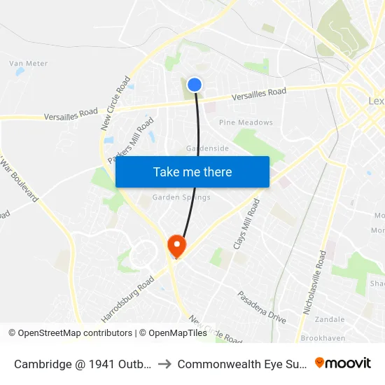 Cambridge @ 1941 Outbound to Commonwealth Eye Surgery map